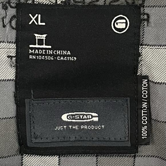 G-STAR Waterpatrol Shirt Mens Large Gray Plaid Flannel Zip Button Up - Picture 2 of 16